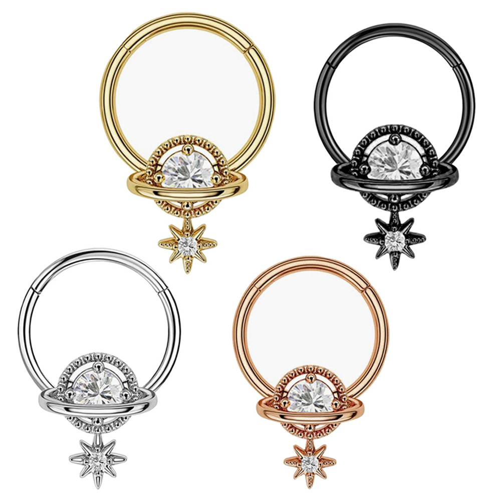 Body Jewelry Surgical Steel - セプタムリング プラネットジュエリー サージカルスチール ダイスピアスジュエリー CZヒンジセグメント ヘリックスイヤリング