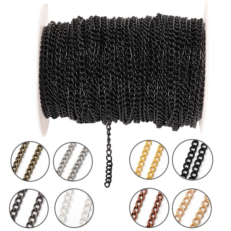 Body Jewelry For You - 2 メートル 2.5/3.5/4.5 ミリメートル金属フラットオーバル延長薄型チェーン DIY ネックレスブレスレット衣類ボディチェーンジュエリー作成アクセサリー