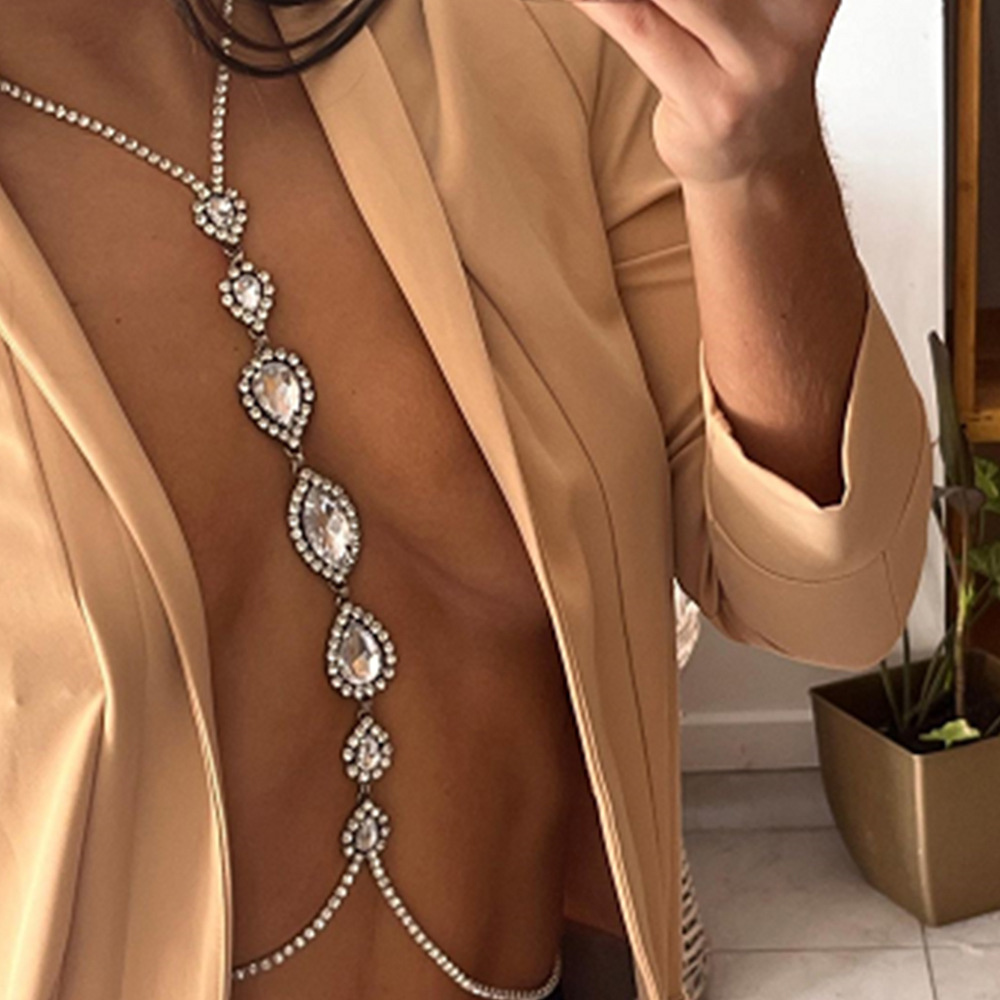 女性のためのセクシーなウォータードロップチェストチェーン,ラ - Body Jewelry Necklace のレビューと価格