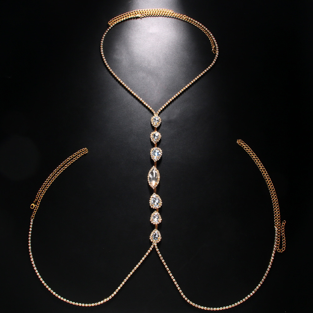 女性のためのセクシーなウォータードロップチェストチェーン,ラ - Body Jewelry Necklace のレビューと価格