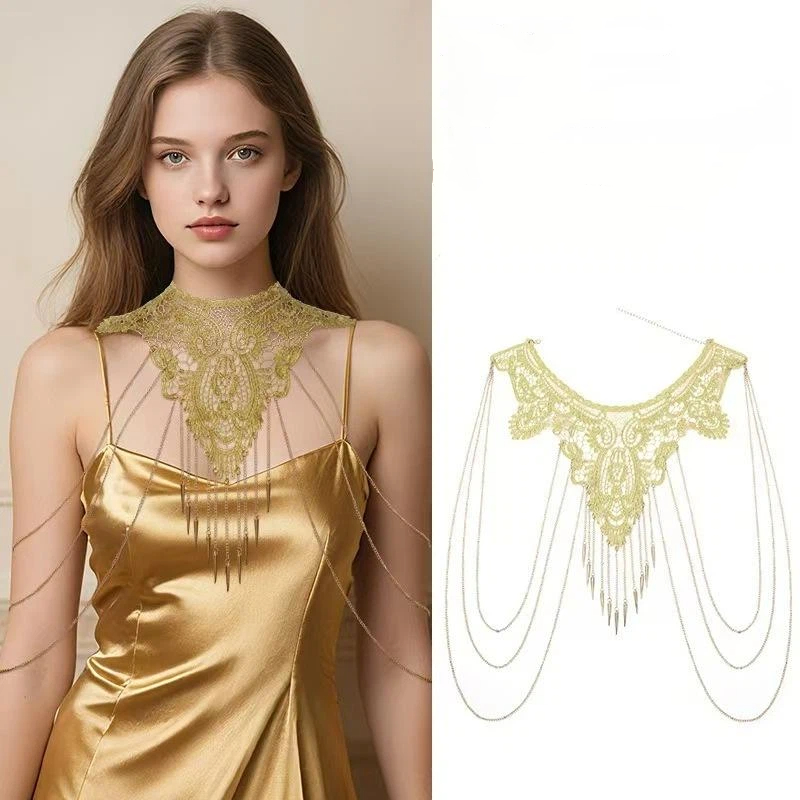ゴールドレーストリム多層ファッショナブルなタッセルネックレス - Body Jewelry Necklace のレビューと価格