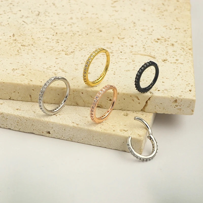 16GクリアCZノーズリングフープ 316Lサージカルステン - Body Jewelry Surgical Steel のレビューと価格