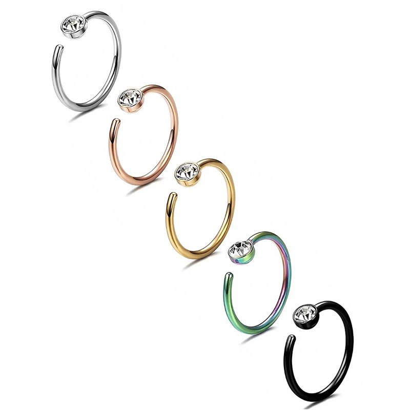5個入り 18G ノーズリング C型 ノーズスタッド トラガ - Body Jewelry Surgical Steel のレビューと価格