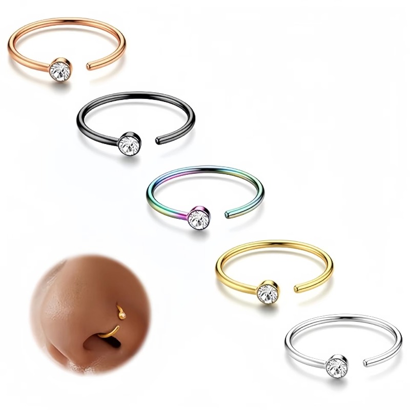 5個入り 18G ノーズリング C型 ノーズスタッド トラガ - Body Jewelry Surgical Steel のレビューと価格