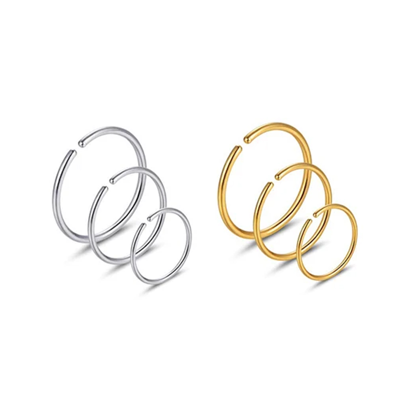 6個/ロット 低アレルギー性ノーズリングフープ 316Lサー - Body Jewelry Surgical Steel のレビューと価格
