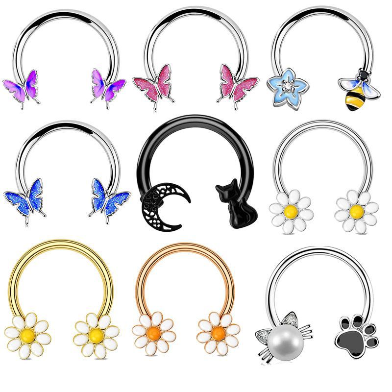 16G セプタムリング ダイスピアス サージカルスチール 軟 - Body Jewelry Surgical Steel のレビューと価格