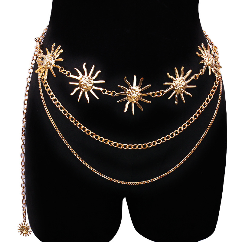 チャンキーな多層パンクゴシックムーンサンウエストチェーンメタ - Body Jewelry For You のレビューと価格