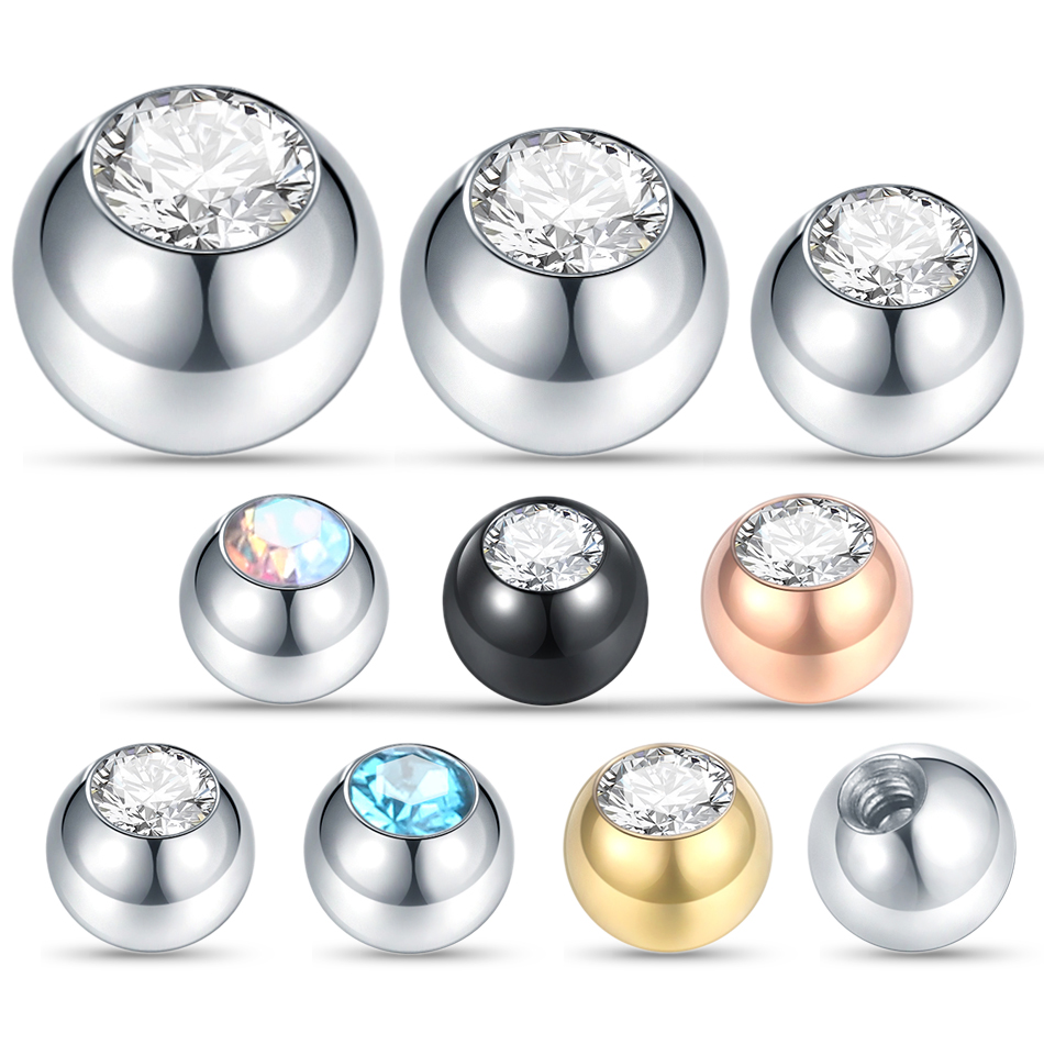 10個鋼ピアスボールcz宝石ラブレット舌耳腹眉交換アタッチメ - Body Jewelry Replacement Ball のレビューと価格