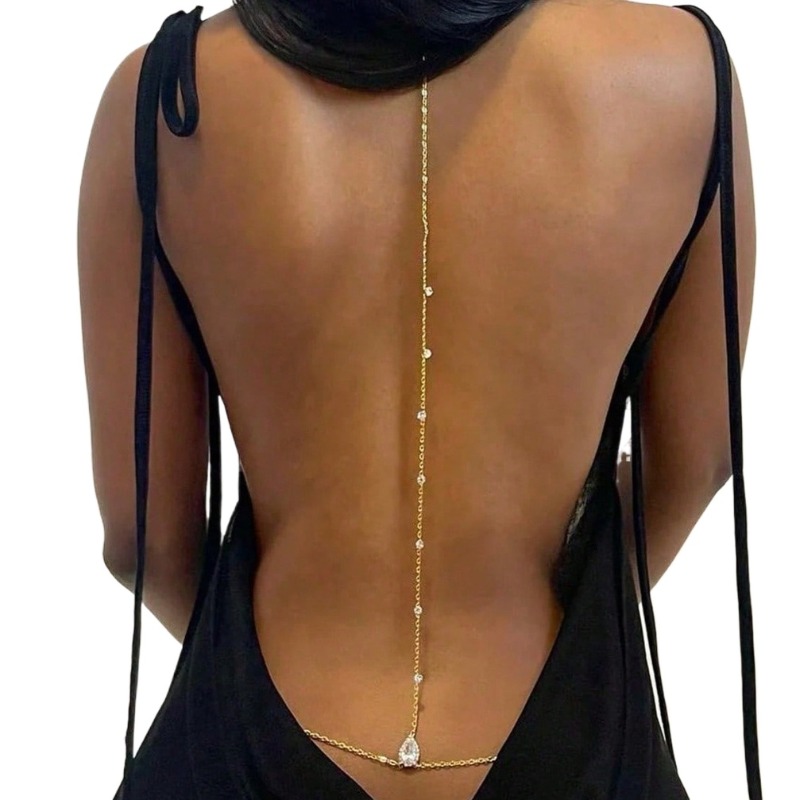 花嫁背中の開いたラインストーン水滴ボディチェーンベリーウエス - Body Jewelry Necklace のレビューと価格