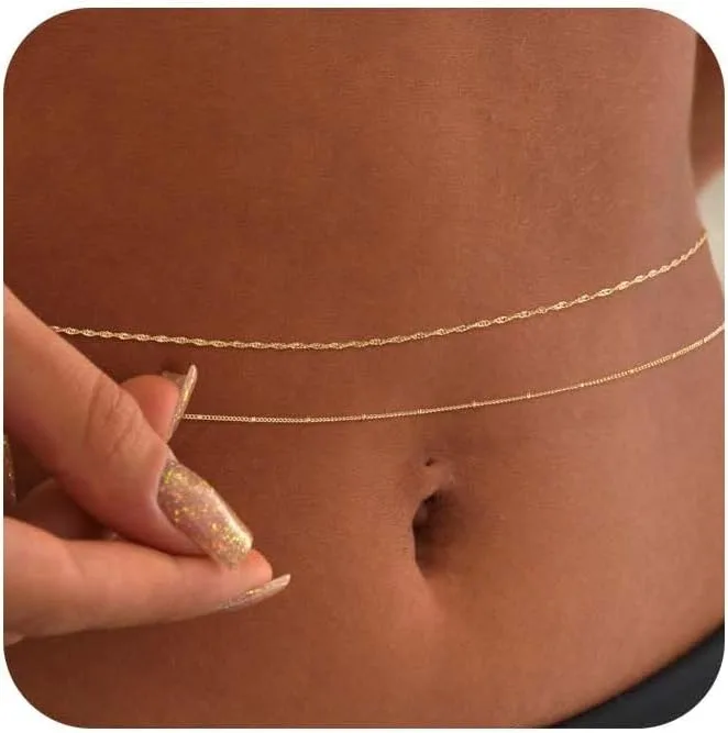 14K金メッキ 26-33インチ 調節可能なウエストビーズチ - Body Jewelry For You のレビューと価格
