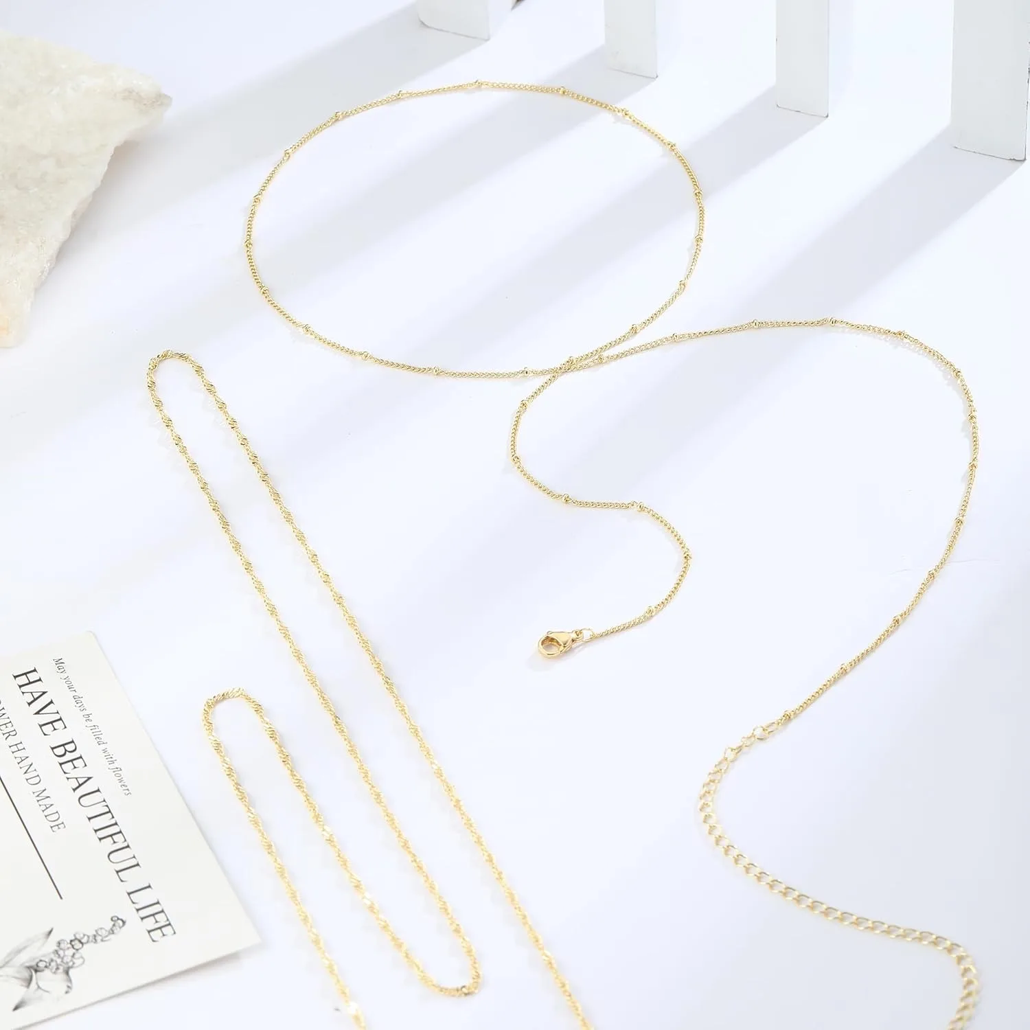 14K金メッキ 26-33インチ 調節可能なウエストビーズチ - Body Jewelry For You のレビューと価格