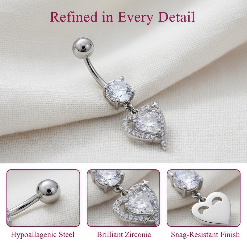 1 個の絶妙なダングルベリーボタンリングサージカルスチールへ - Body Jewelry Surgical Steel のレビューと価格