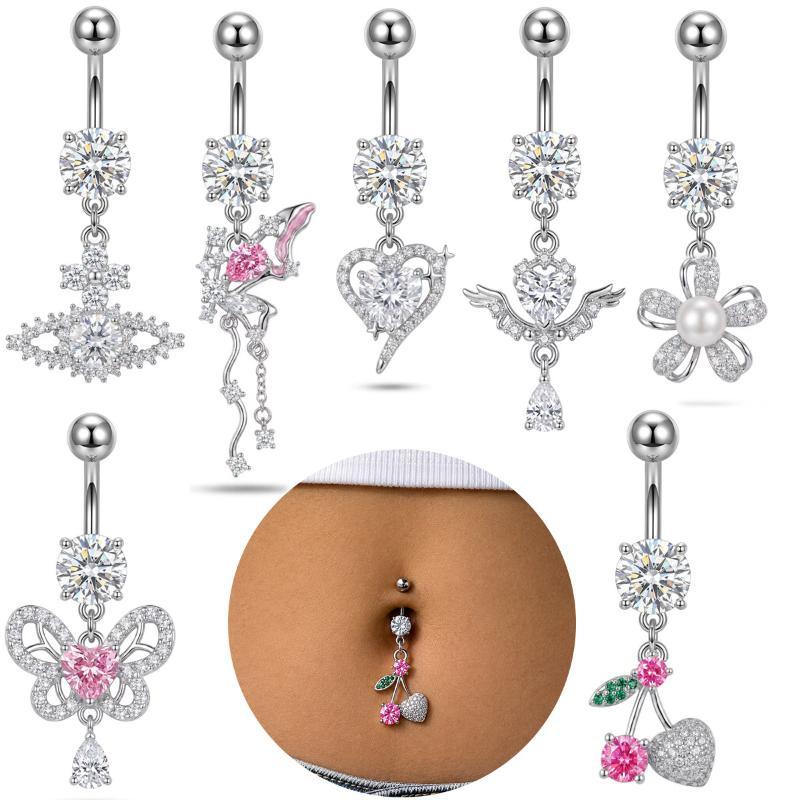 1 個の絶妙なダングルベリーボタンリングサージカルスチールへ - Body Jewelry Surgical Steel のレビューと価格